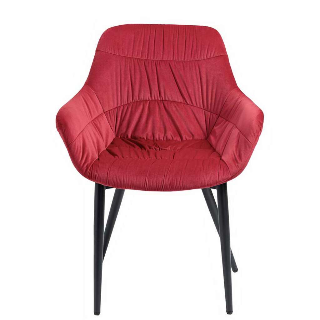 Armlehnenstuhl in Rot Samt Ziernähten