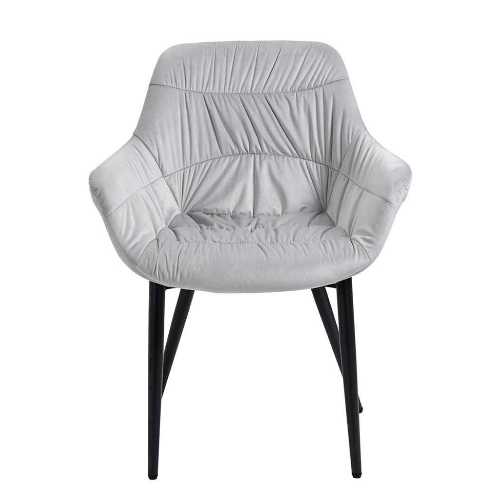 Polsterstuhl Esszimmer in Hellgrau Samt aufwendigen Steppungen