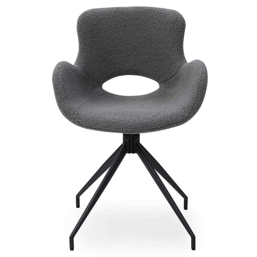 Webplüsch Stuhl in Dunkelgrau Armlehnen