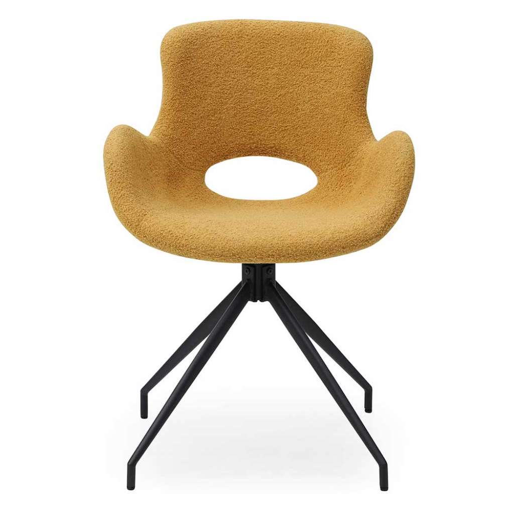 Plüsch Armlehnstuhl in Gelb Gestell aus Metall