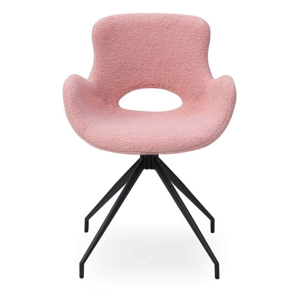 Esszimmerarmlehnstuhl in Rosa Webplüsch Gestell aus Metall