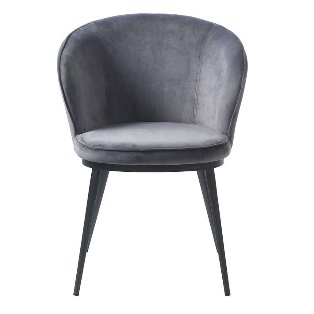 Esstischsessel in Grau Samt Armlehnen
