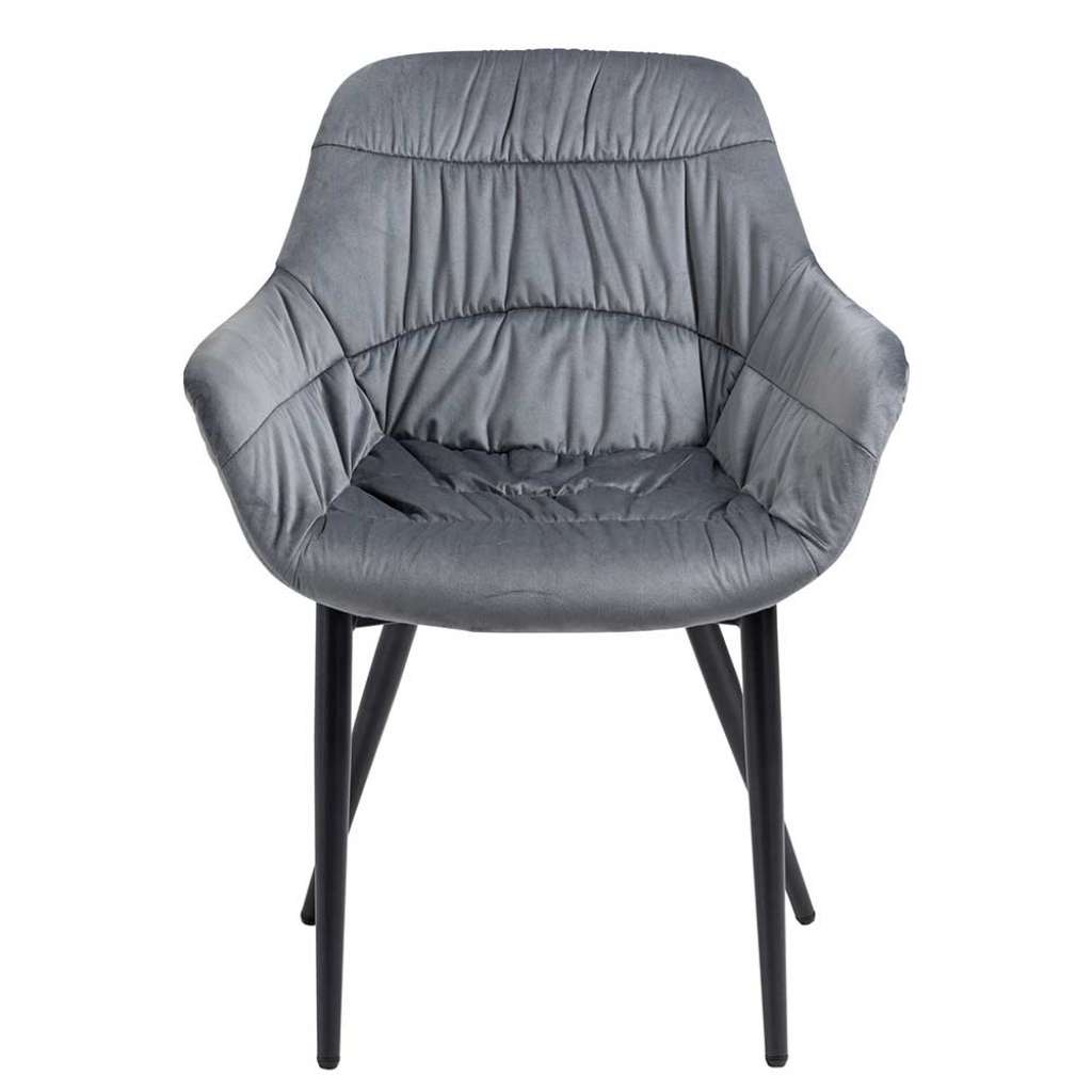 Wohnzimmerstuhl in Grau Samt aufwendigen Steppungen