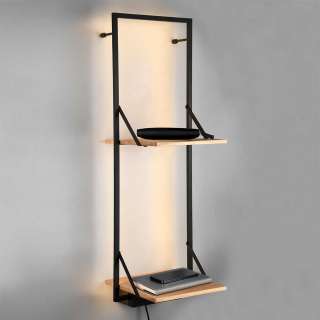 Hängeregal mit LED Beleuchtung Holzoptik und Schwarz