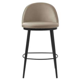 Barhocker in Taupe Kunstleder schwarzes Metallgestell