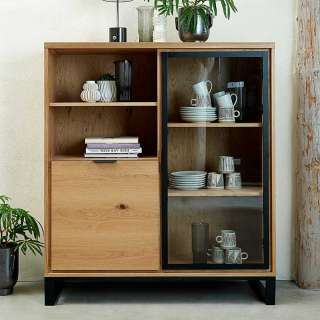 Esszimmer Highboard mit Glastür 2 offene Fächer