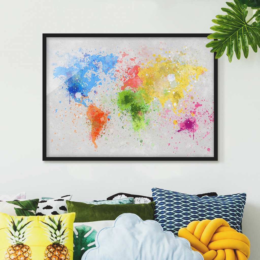 home24 Bild Bunte Farbspritzer Weltkarte I