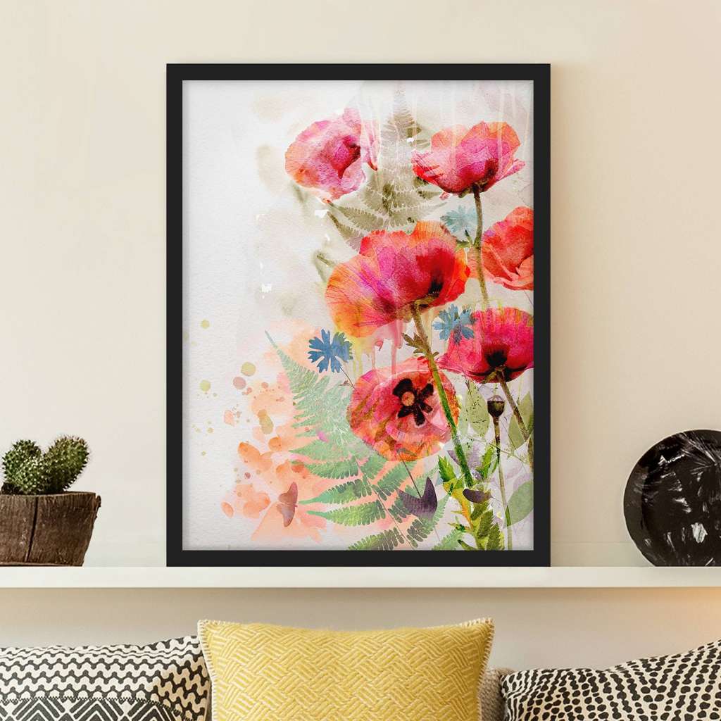 home24 Bild Aquarell Blumen Mohn