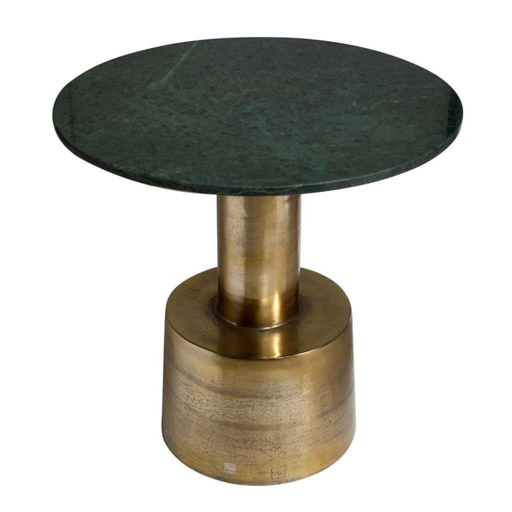 Designercouchtisch in Goldfarben & Dunkelgrün Marmorplatte