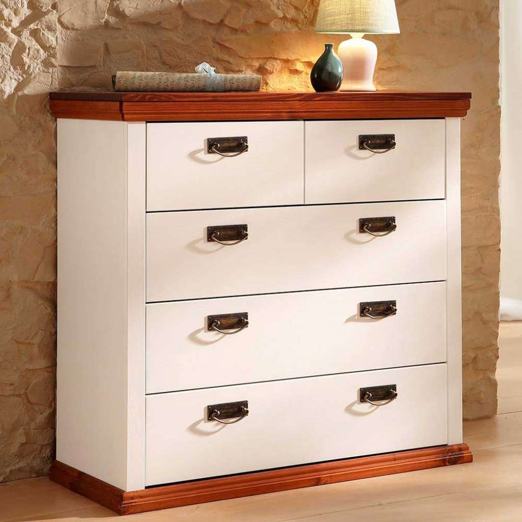 Schubkastenkommode in Weiß Kirschbaumfarben