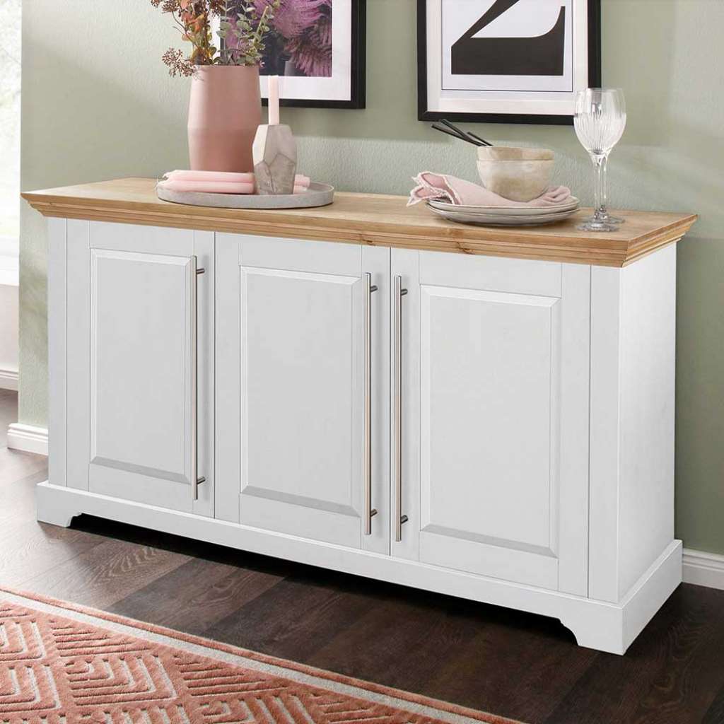 Esszimmersideboard in Weiß Kiefer Honigfarben