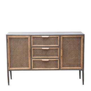 Sideboard mit 3 Schubladen 2 Türen Front Wiener Geflecht Rattan