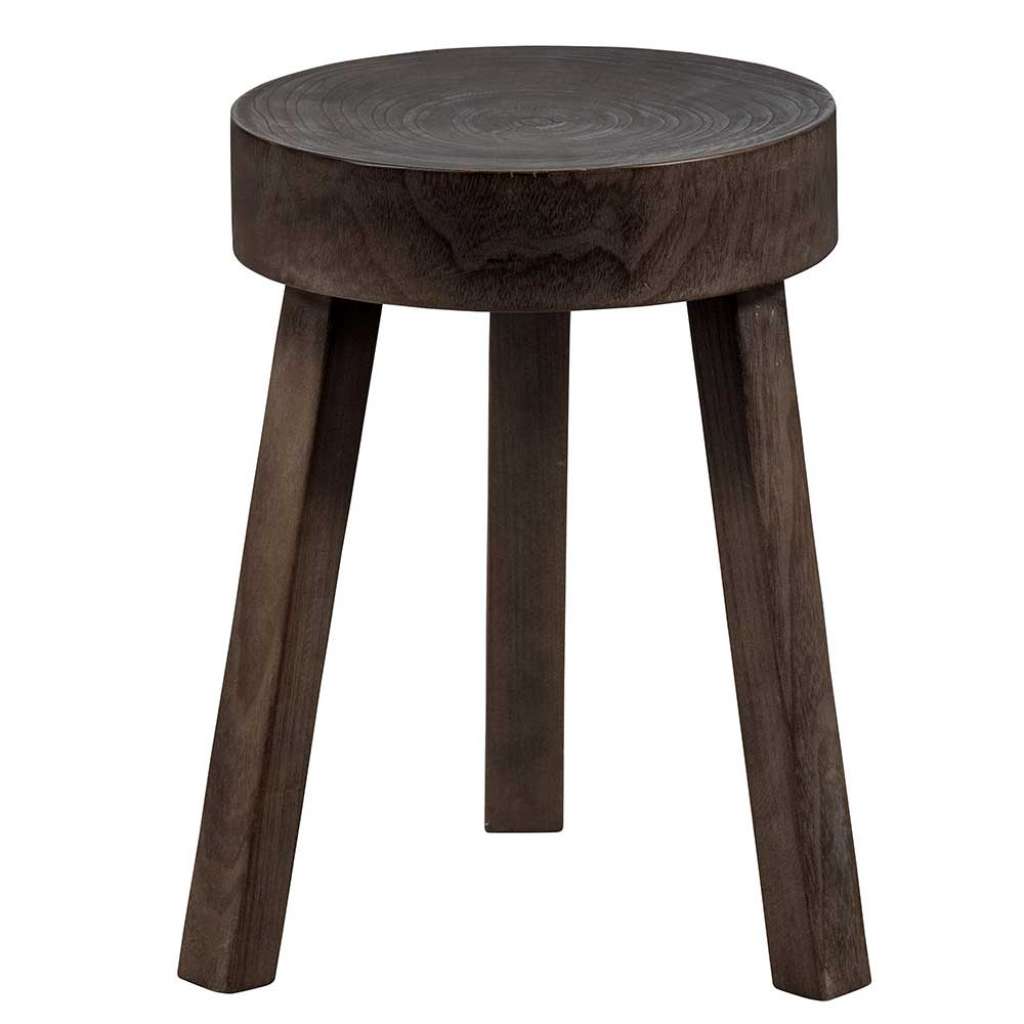 Dreibein Hocker im Landhausstil Braun (2er Set)
