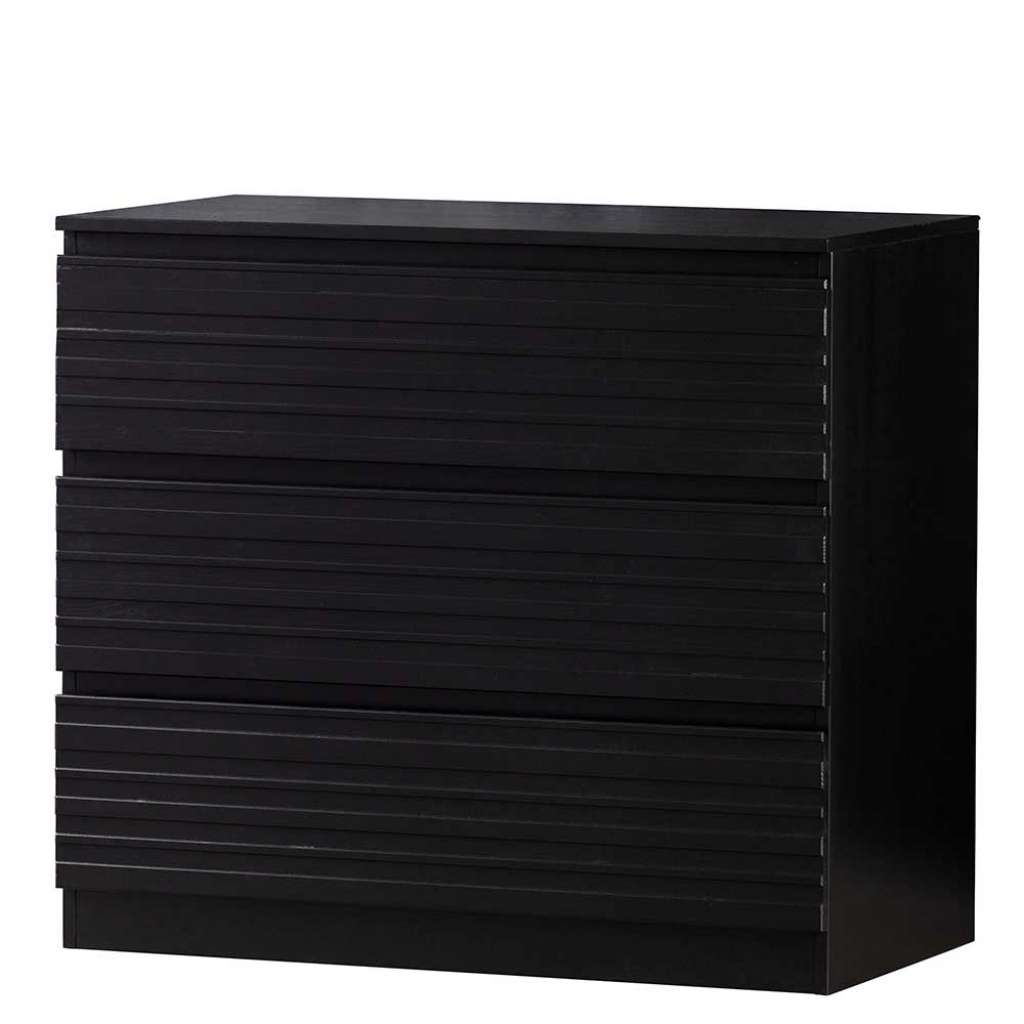 Dielen Kommode in Schwarz Kiefer Massivholz
