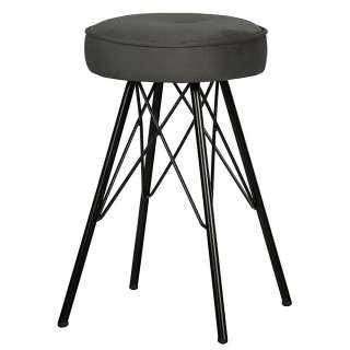 Polsterhocker Samt 53 cm hoch Dunkelgrau & Schwarz (2er Set)