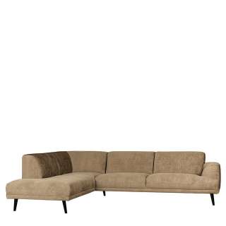 Wohnzimmer Sofa in L Form Struktursamt Beige