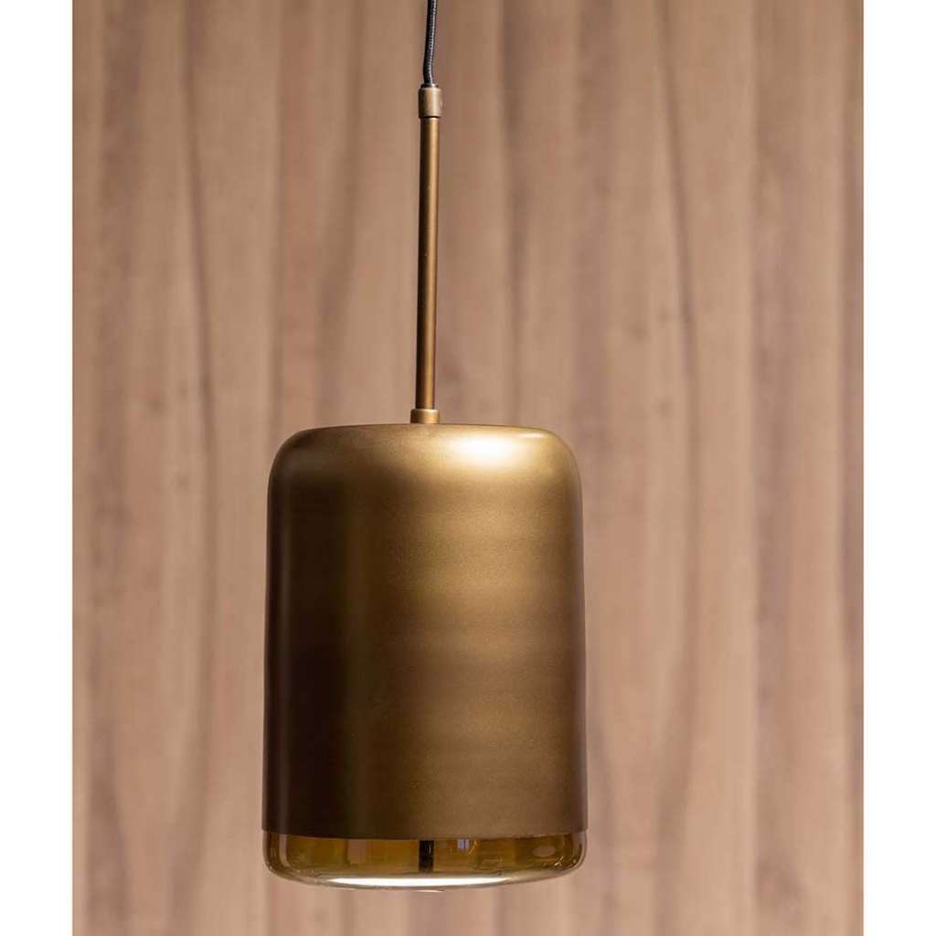 Pendelleuchte in Altmessingfarben Metall & Glas