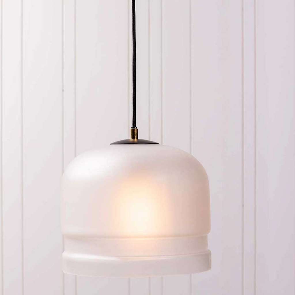 Hängelampen in Offwhite Glas & Metall (2er Set)