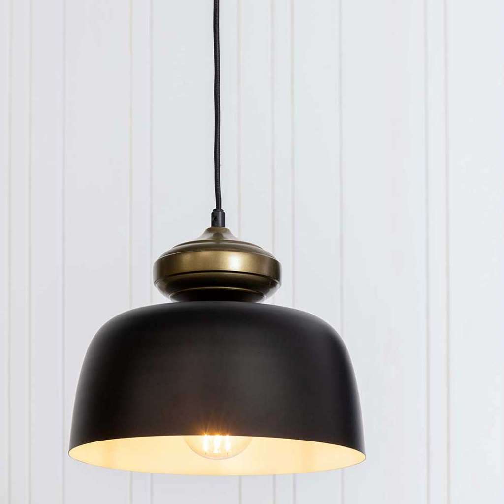 Metall Hängeleuchten in Schwarz Messingfarben (2er Set)