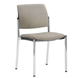 Wartezimmer Stapelstuhl in Silbergrau & Chrom Gestell aus Metall
