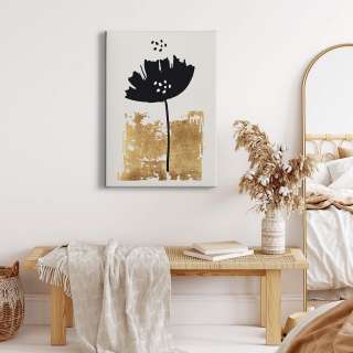 home24 Leinwandbild Black Flower Gold