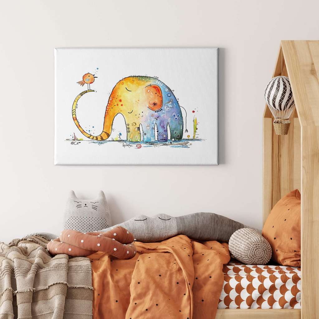 home24 Leinwandbild Elefant und Vogel