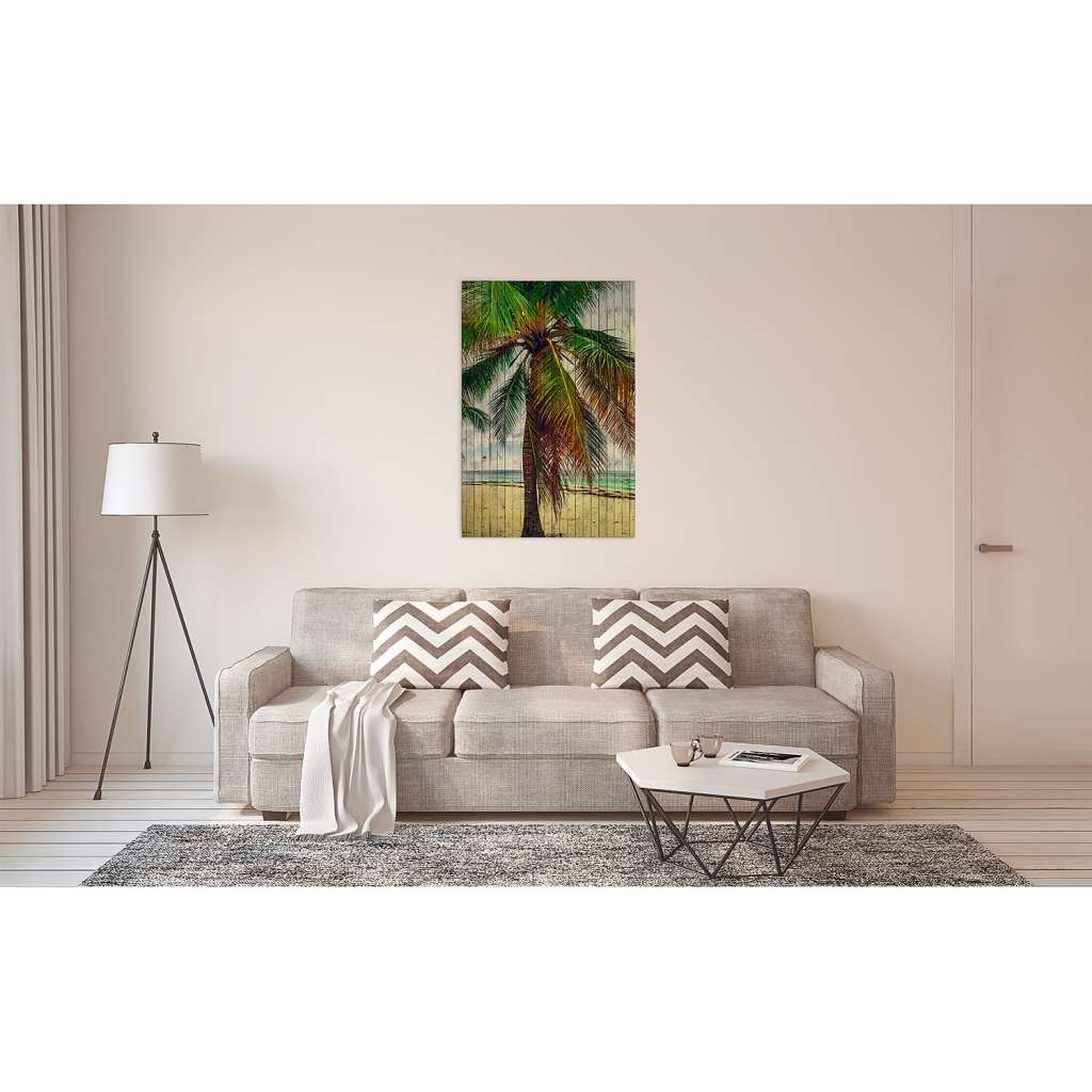 home24 Leinwandbild Palme am Strand Tahiti