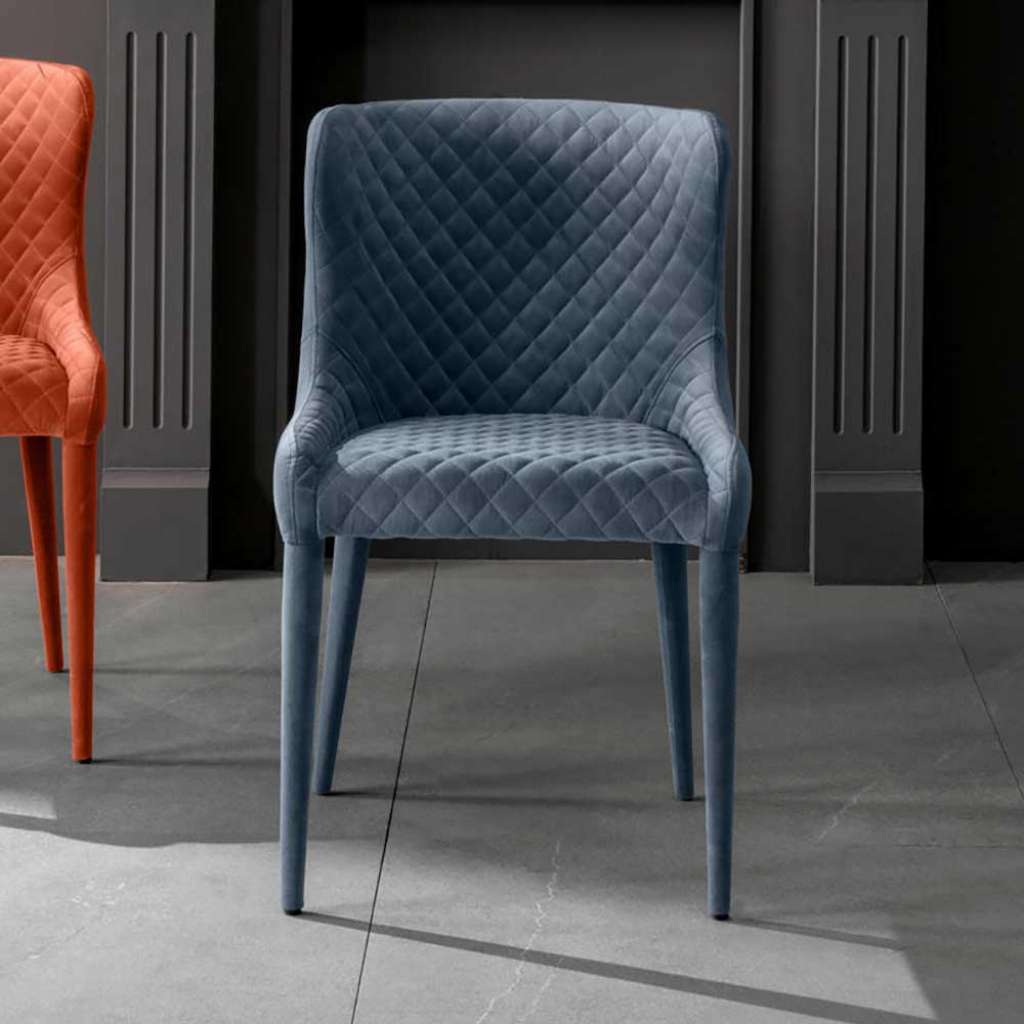 Polsterstuhl Esszimmer aus Samt in Dunkelgrau komplett bezogen