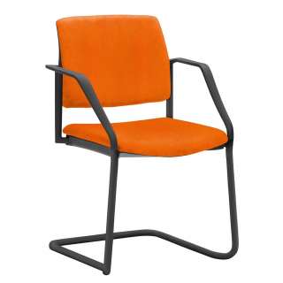 Freischwinger objektgeeignet in Orange & Schwarz Webstoff & Metall