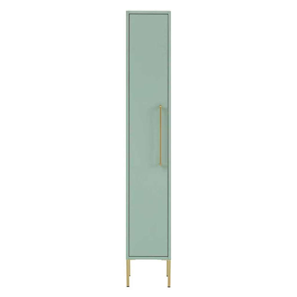 Badseitenschrank in Mintgrün & Gold Metallgriff