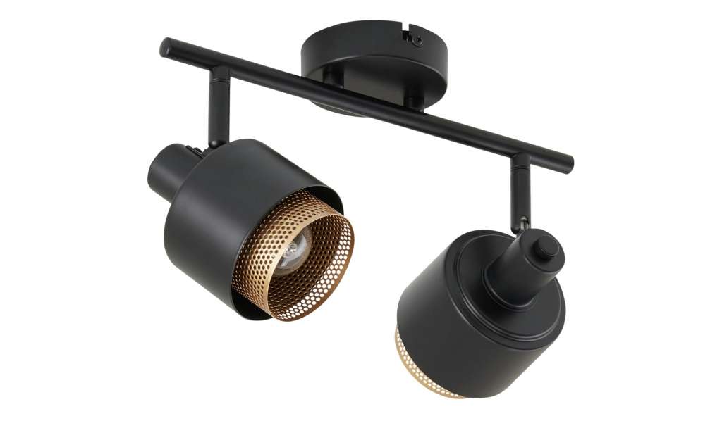 Wofi Deckenstrahler, 2-flammig, schwarz/gold ¦ schwarz Lampen & Leuchten > Innenleuchten > Deckenleuchten - Höffner