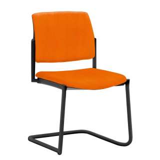 Seminar Stapelstuhl in Orange und Schwarz Metall Schwinggestell