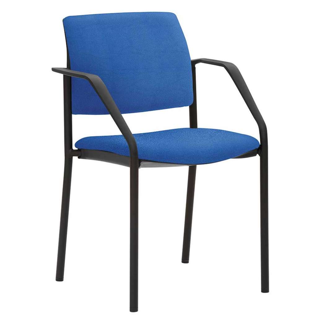 Blauer Stapelstuhl mit Armlehnen Gestell aus Metall