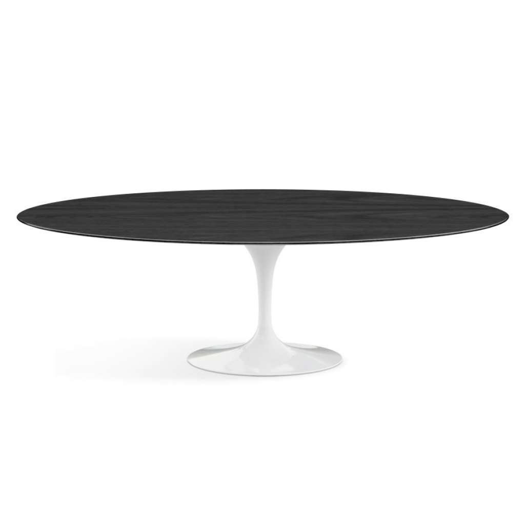 Knoll International - Saarinen Esstisch - oval - 244x137x74 - ebonisiertes Eichen Furnier - Säulenfuß weiß - indoor