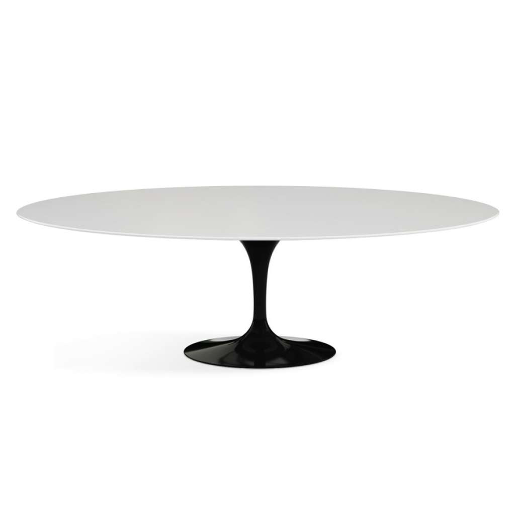 Knoll International - Saarinen Esstisch - oval - 244x137x74 - Laminat weiß - Säulenfuß schwarz - indoor