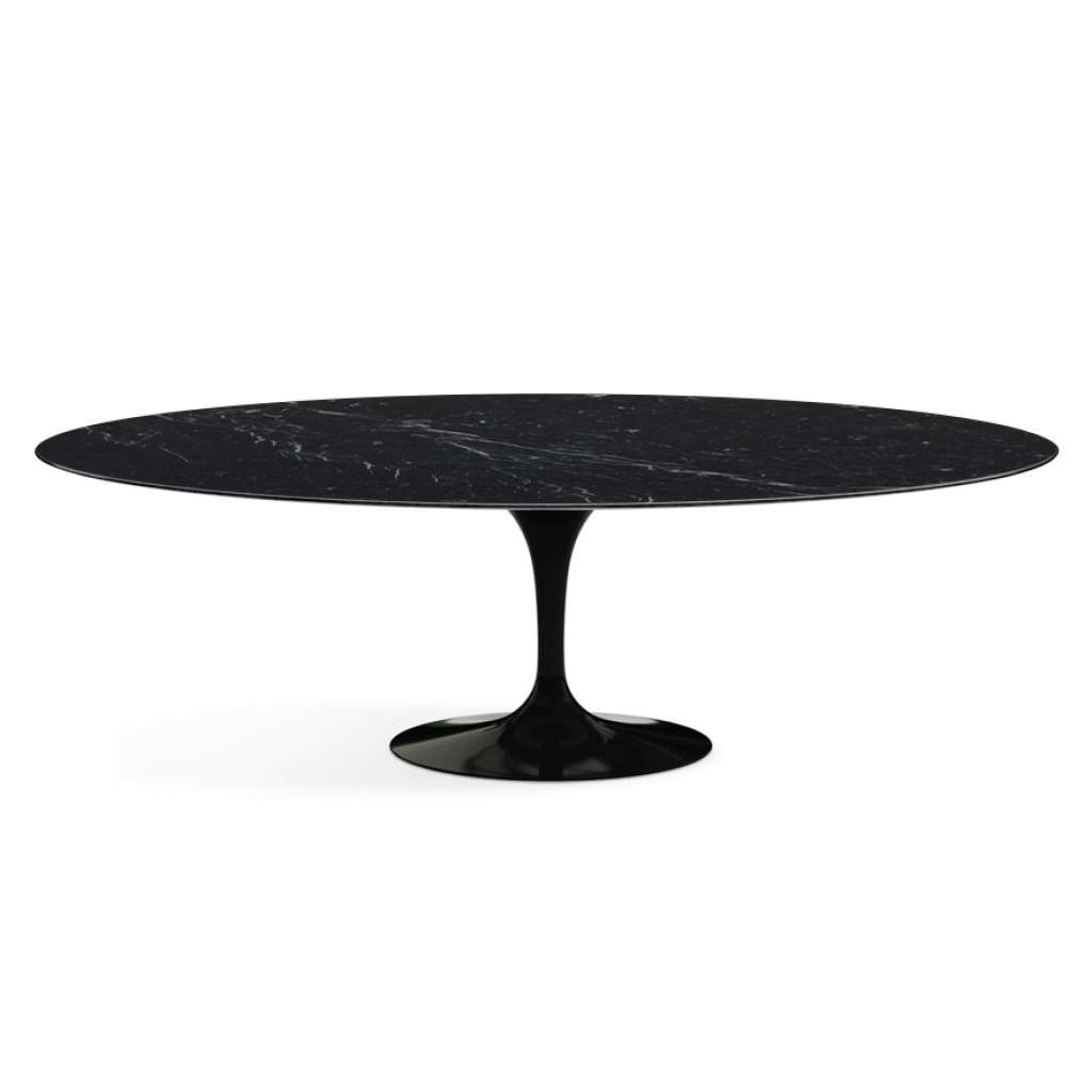 Knoll International - Saarinen Esstisch - oval - 244x137x73 - Nero Marquina Marmor - hochglänzend - Säulenfuß schwarz - indoor