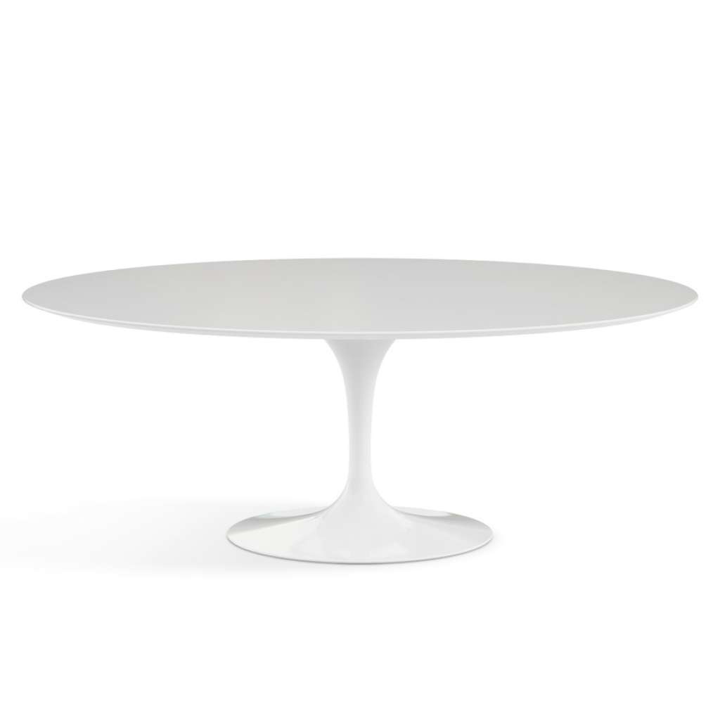 Knoll International - Saarinen Esstisch - oval - 198x121x74 - Laminat weiß - Säulenfuß weiß - indoor