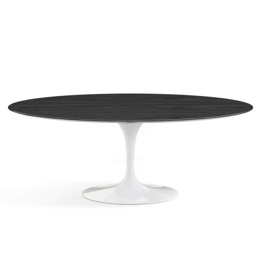 Knoll International - Saarinen Esstisch - oval - 198x121x74 - ebonisiertes Eichen Furnier - Säulenfuß weiß - indoor