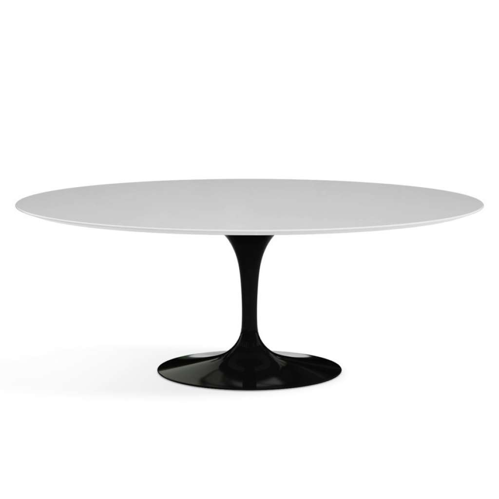 Knoll International - Saarinen Esstisch - oval - 198x121x74 - Laminat weiß - Säulenfuß schwarz - indoor