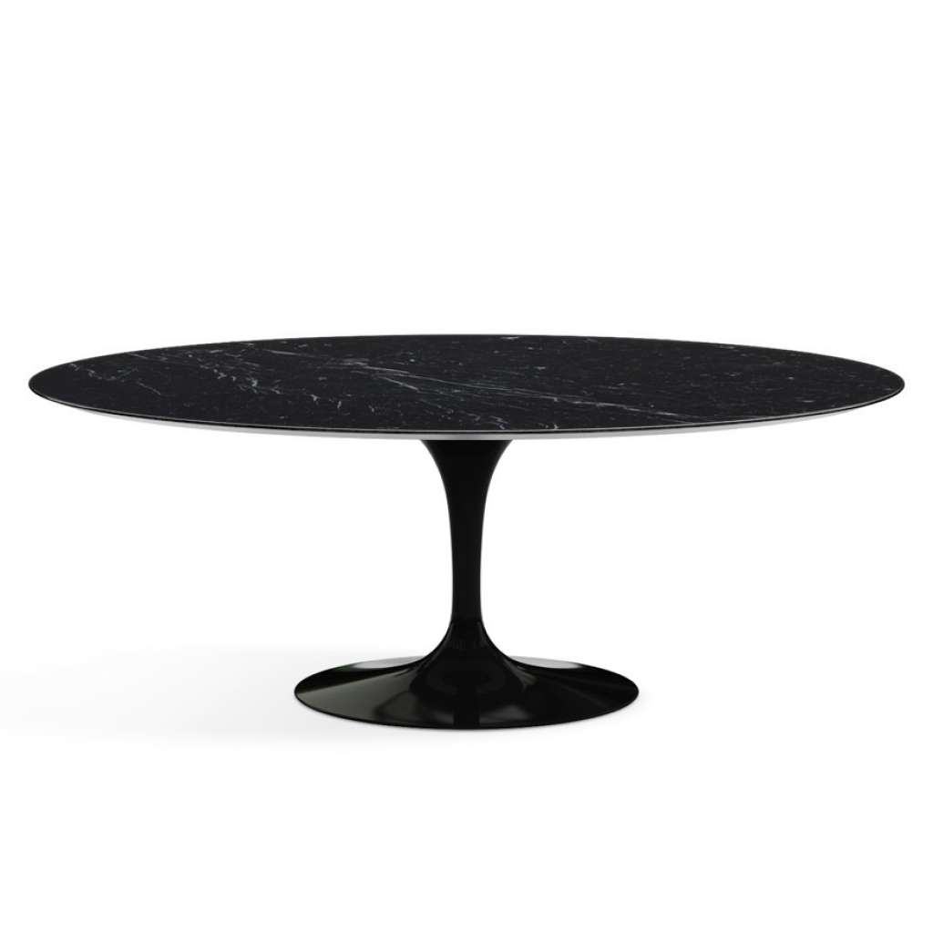 Knoll International - Saarinen Esstisch - oval - 198x121x73 - Nero Marquina Marmor - hochglänzend - Säulenfuß schwarz - indoor