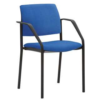 Blauer Stapelstuhl mit Armlehnen Gestell aus Metall