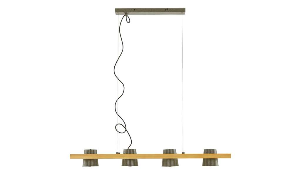 Trio Pendelleuchte, 4-flammig, Nickel antik mit Pinienholz ¦ holzfarben Lampen & Leuchten > Innenleuchten > Pendelleuchten - Höffner