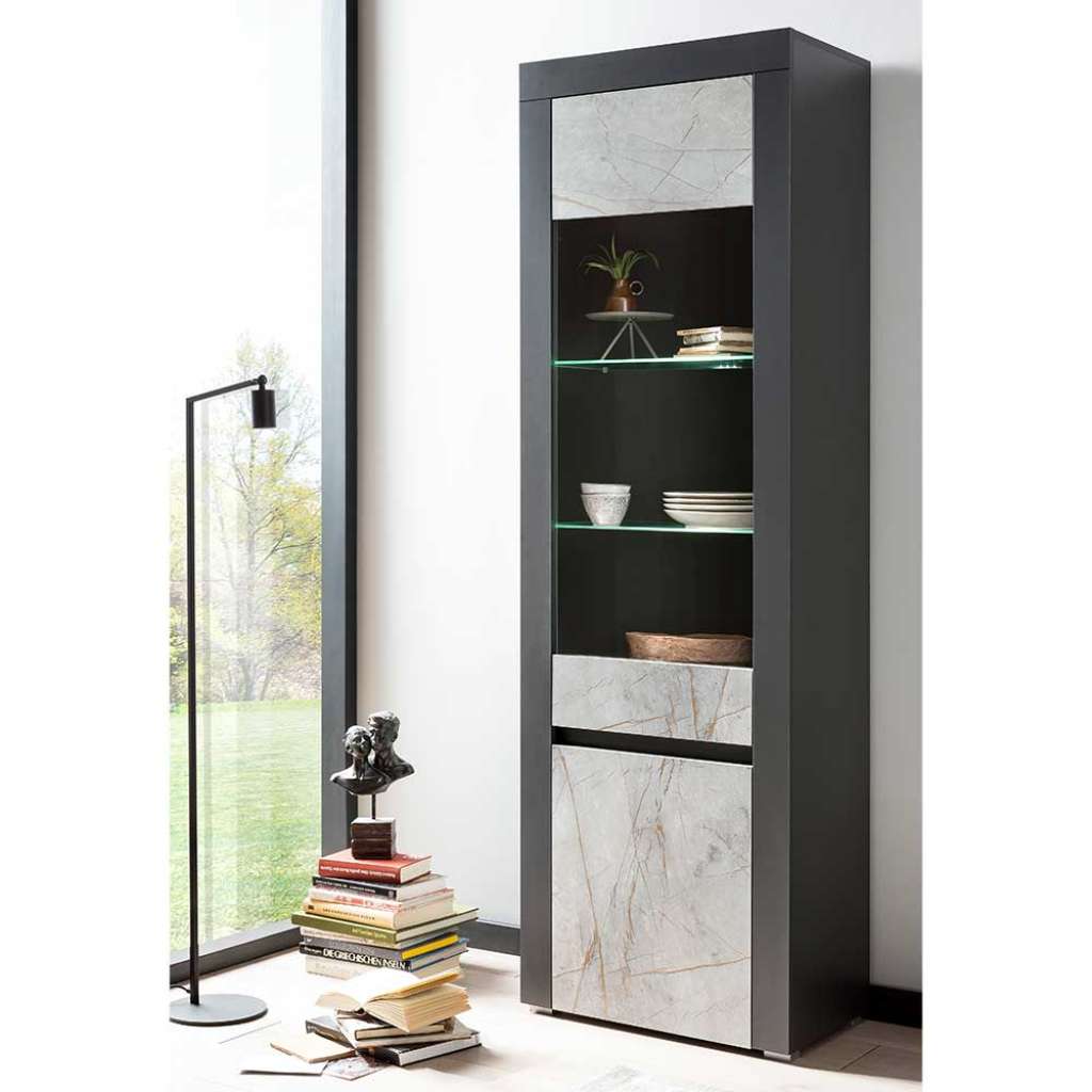 Wohnzimmer Vitrinenschrank 200 cm hoch 2 türig