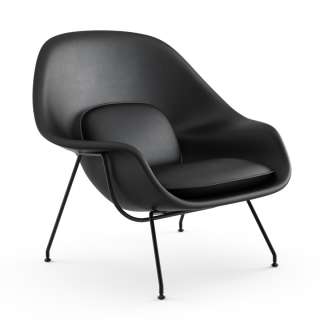 Knoll International - Saarinen Womb Sessel - Relax - Volo Black - Polyesterfaser-Füllung - Gestell schwarz - indoor