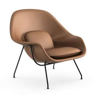 Knoll International - Saarinen Womb Sessel - Relax - Volo Tan - Daunen-Füllung - Gestell schwarz - indoor