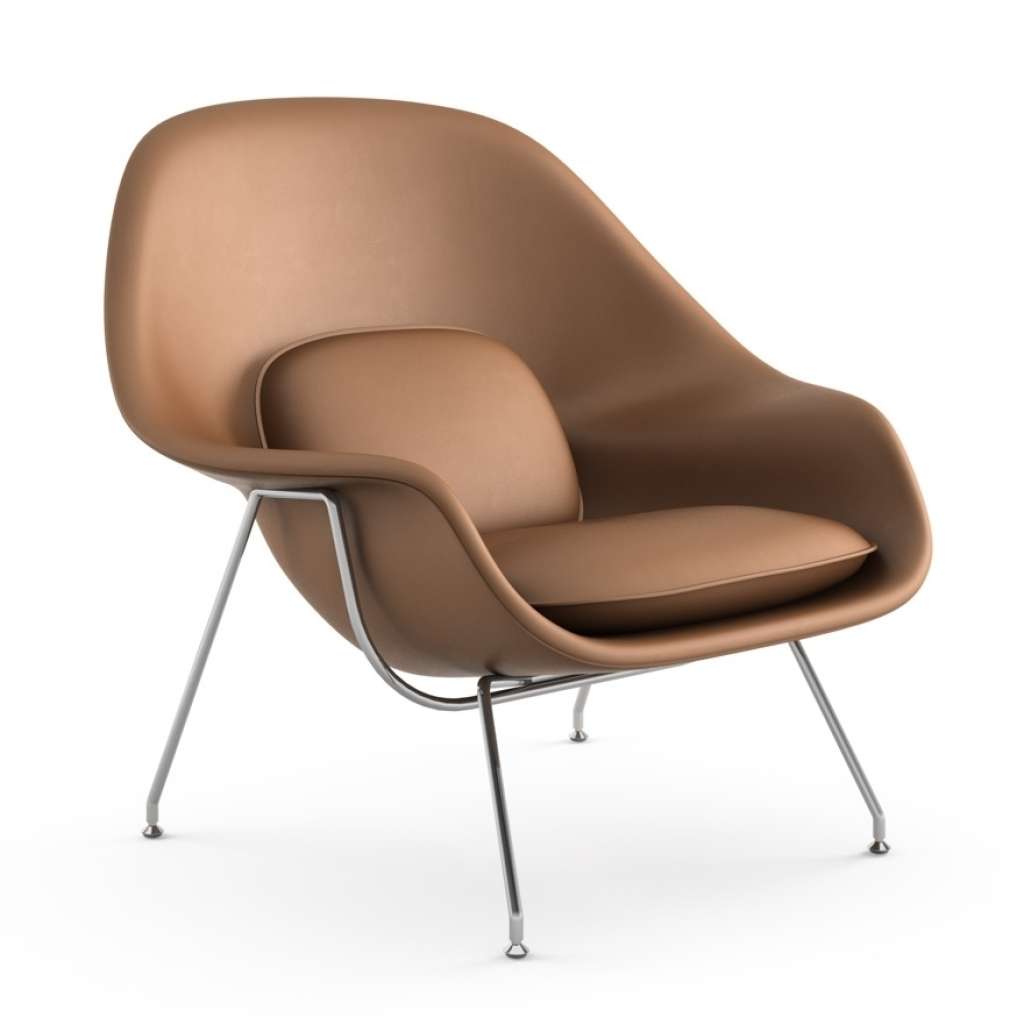 Knoll International - Saarinen Womb Sessel - Relax - Volo Tan - Daunen-Füllung - Gestell Chrom glänzend - indoor