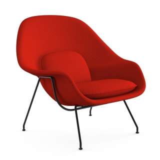 Knoll International - Saarinen Womb Sessel - Relax - Cato Fire Red - Daunen-Füllung - Gestell schwarz - indoor