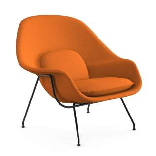 Knoll International - Saarinen Womb Sessel - Relax - Cato Orange  - Daunen-Füllung - Gestell schwarz - indoor