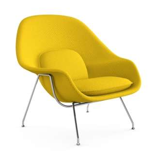 Knoll International - Saarinen Womb Sessel - Relax - Cato Yellow  - Polyesterfaser-Füllung - Gestell Chrom glänzend - indoor