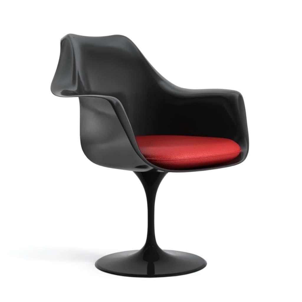 Knoll International - Saarinen Tulip Armlehnstuhl - Vinyl Red -  - vollgepolstert - indoor